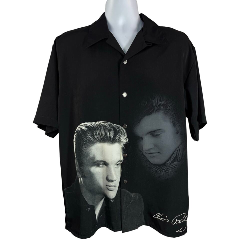 Dragonfly Clothing Mens Elvis Presley Button Front Short Sleeve Shirt Large